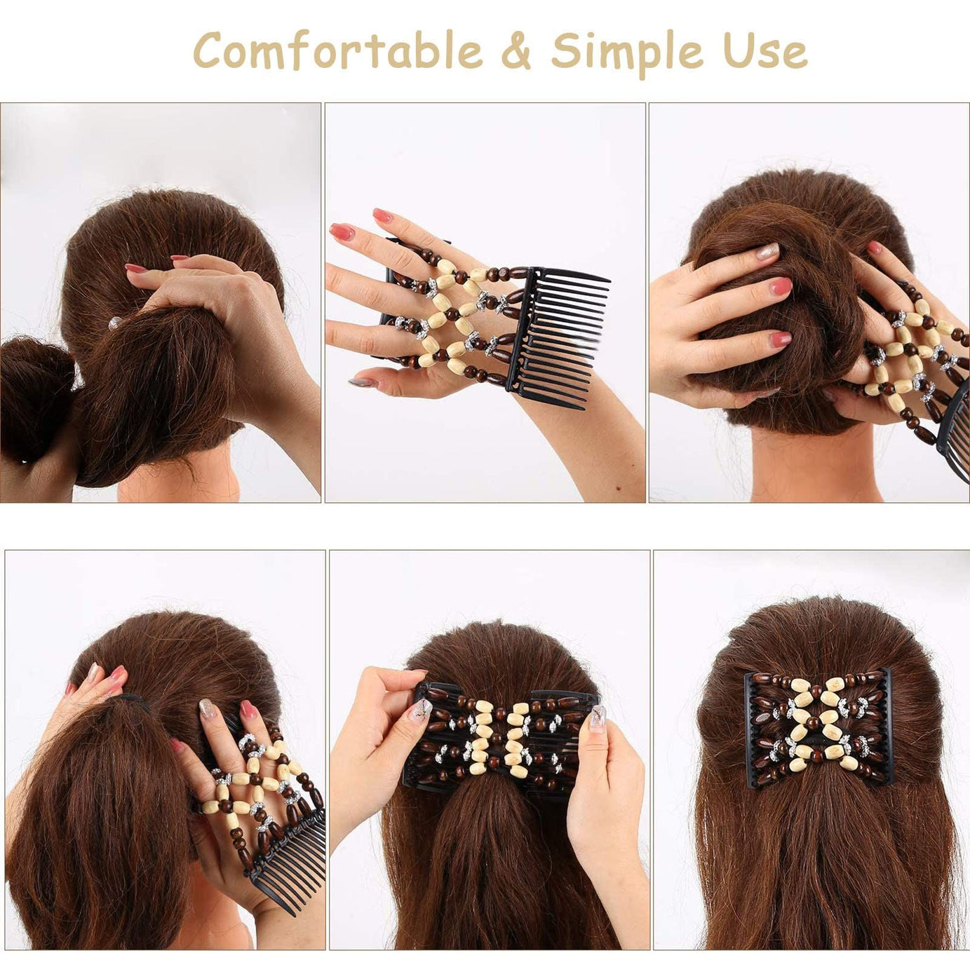 EZ Comb Magic Hair Beads Comb Elastic Hair Double Clips for Women Girls - Oshi.pk - Buy & Sell Online