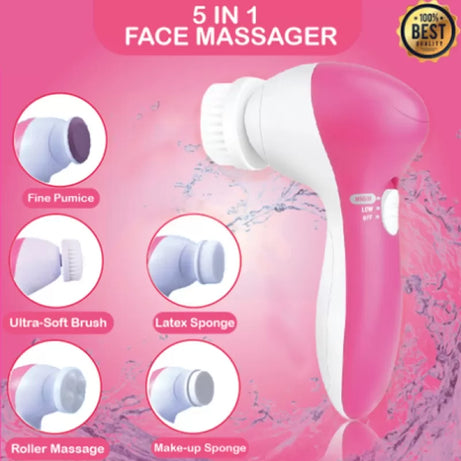 Face Massager, 5 in 1 Electric Cleanser, Portable Electric Facial Massager, Beauty Care Massager - Oshi.pk - Buy & Sell Online