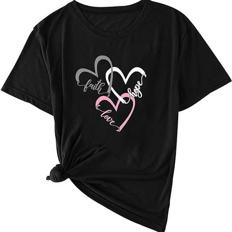 Faith Hope Love hearts, triple hearts T-shirt for Women's - Oshi.pk - Buy & Sell Online