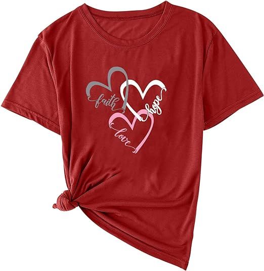 Faith Hope Love hearts, triple hearts T-shirt for Women's - Oshi.pk - Buy & Sell Online