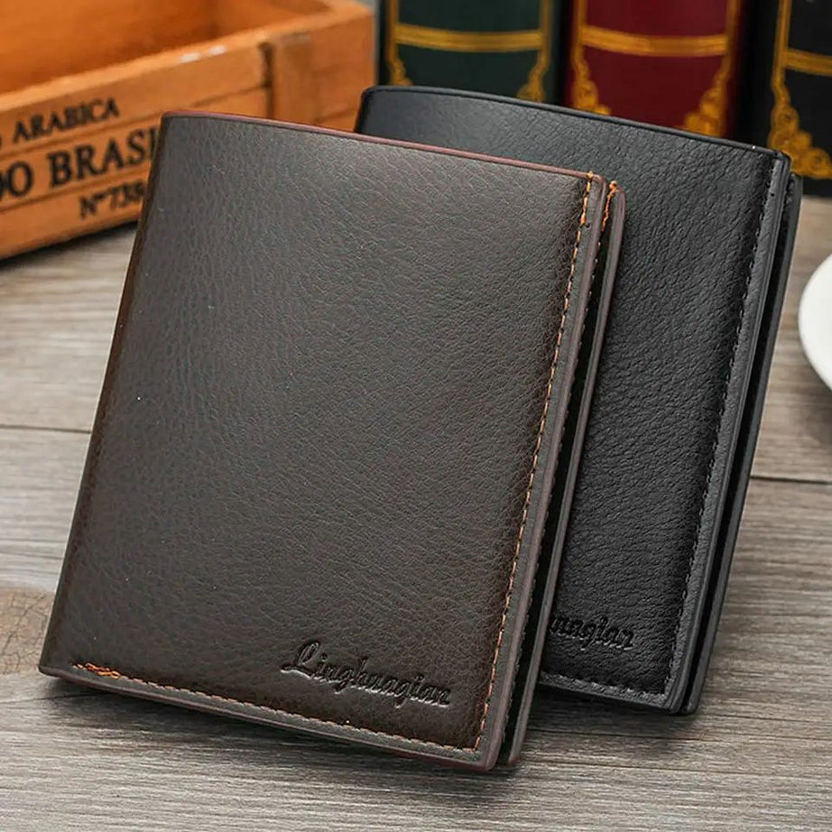 Fashion Card PU Leather Thin Wallet Short Leather Purses Bifold Money Clip ID Card Holder Men Wallet - Oshi.pk - Buy & Sell Online