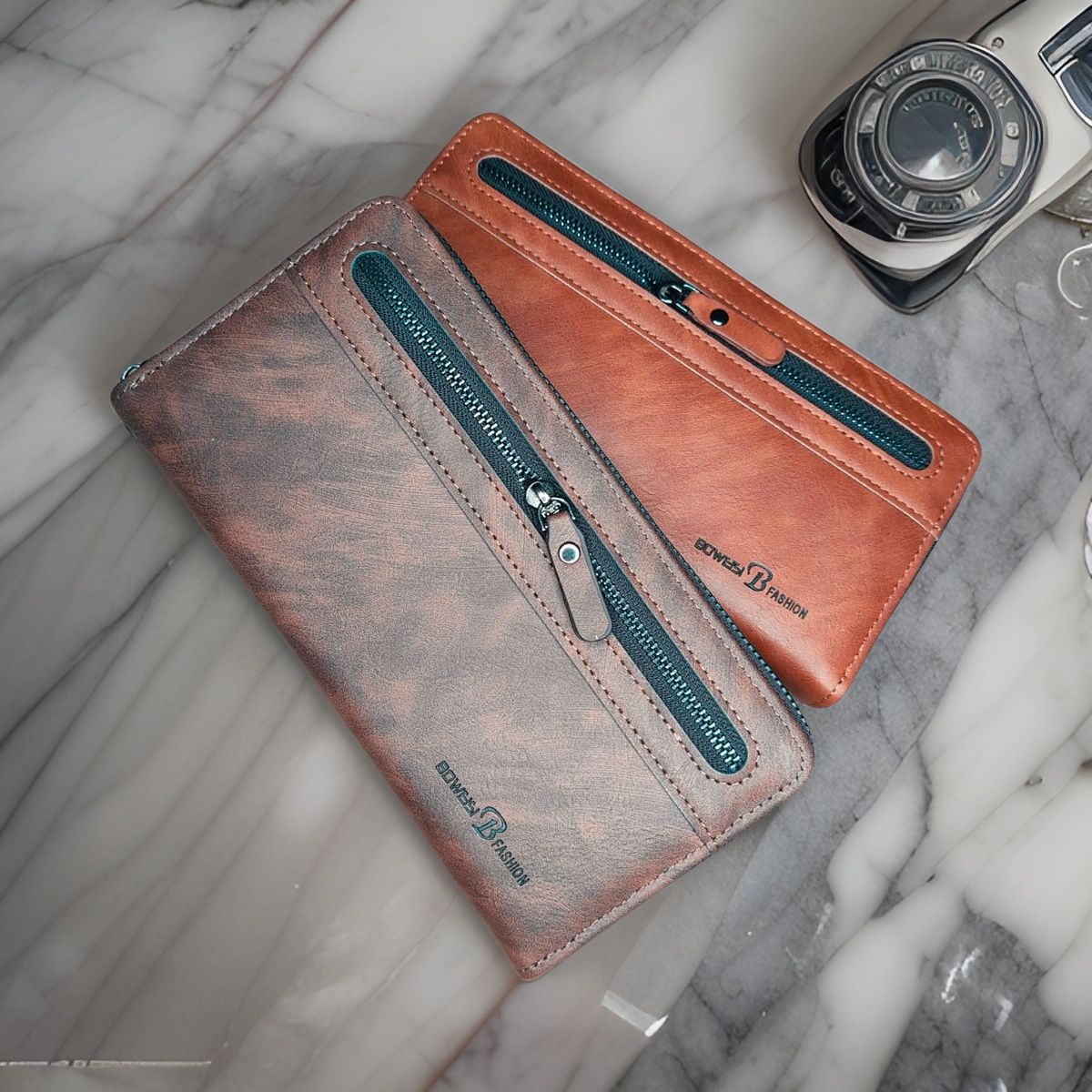 Fashion Women Wallets PU Leather Wallet Double Zipper Day Clutch Purse Wristlet Portefeuille Handbags Female wallet - Oshi.pk - Buy & Sell Online