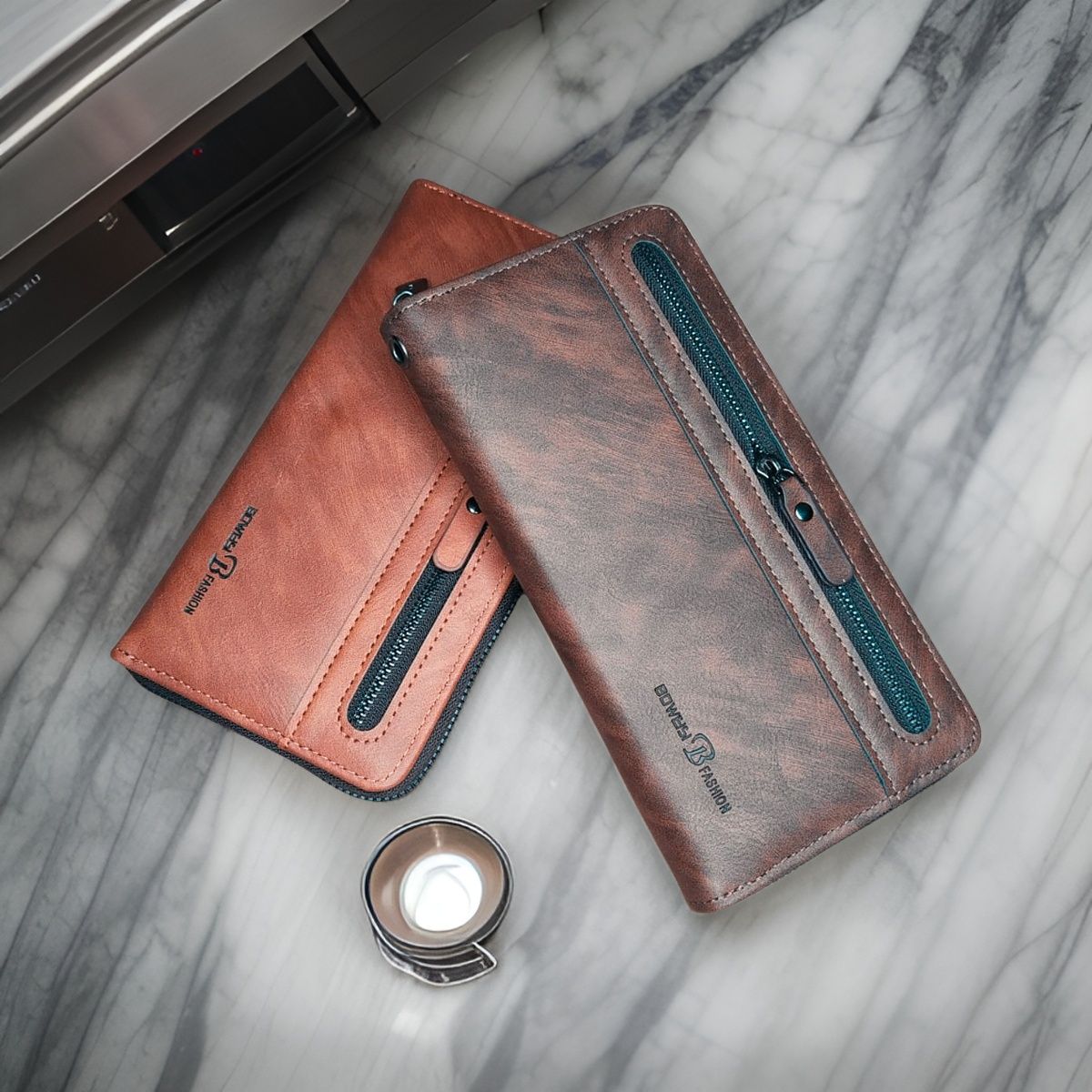 Fashion Women Wallets PU Leather Wallet Double Zipper Day Clutch Purse Wristlet Portefeuille Handbags Female wallet - Oshi.pk - Buy & Sell Online