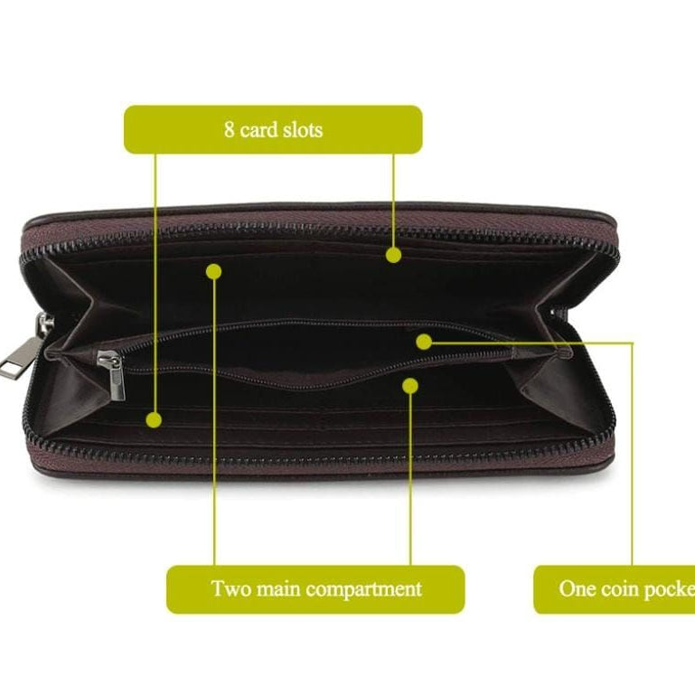 Fashion Women Wallets PU Leather Wallet Double Zipper Day Clutch Purse Wristlet Portefeuille Handbags Female wallet - Oshi.pk - Buy & Sell Online