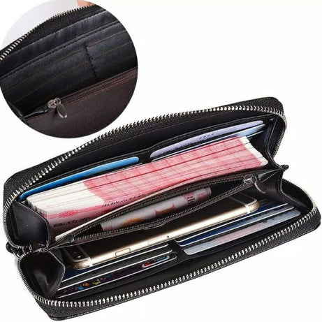 Fashion Women Wallets PU Leather Wallet Double Zipper Day Clutch Purse Wristlet Portefeuille Handbags Female wallet - Oshi.pk - Buy & Sell Online