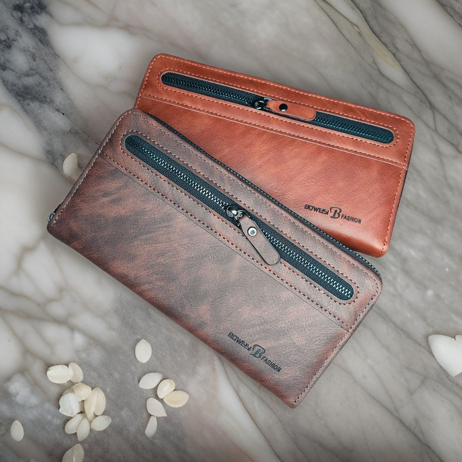 Fashion Women Wallets PU Leather Wallet Double Zipper Day Clutch Purse Wristlet Portefeuille Handbags Female Wallet - Oshi.pk - Buy & Sell Online