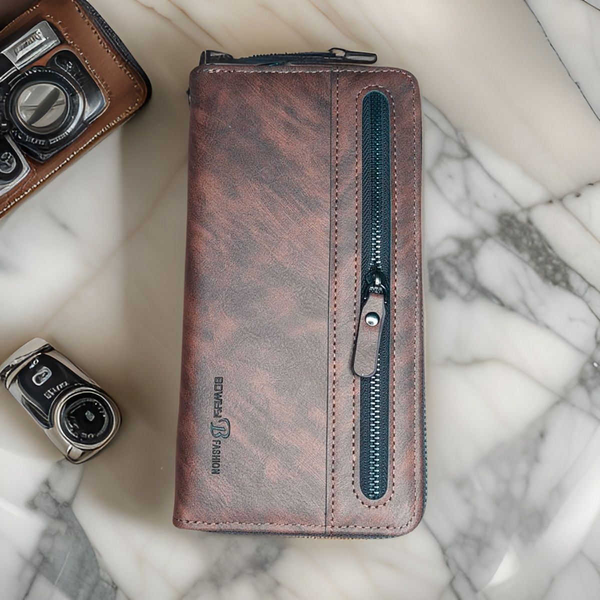 Fashion Women Wallets PU Leather Wallet Double Zipper Day Clutch Purse Wristlet Portefeuille Handbags Female Wallet - Oshi.pk - Buy & Sell Online