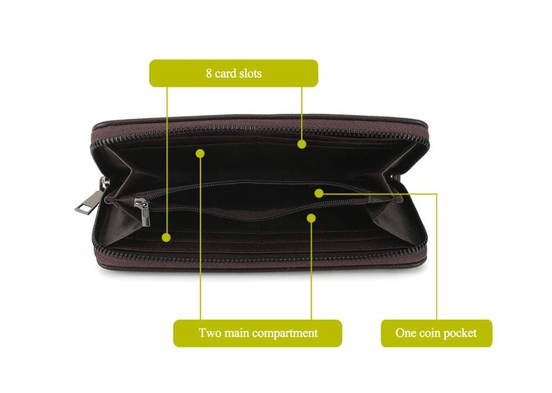 Fashion Women Wallets PU Leather Wallet Double Zipper Day Clutch Purse Wristlet Portefeuille Handbags Female Wallet - Oshi.pk - Buy & Sell Online