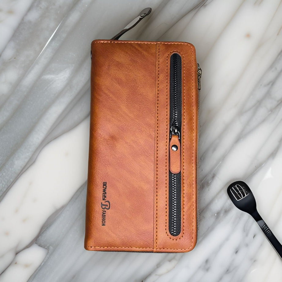 Fashion Women Wallets PU Leather Wallet Double Zipper Day Clutch Purse Wristlet Portefeuille Handbags Female Wallet - Oshi.pk - Buy & Sell Online