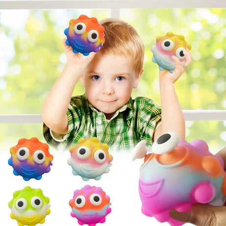 Fidget Ball Big Eyes Rainbow Silicone Ball Fidget Sensory Ball Toy - Oshi.pk - Buy & Sell Online