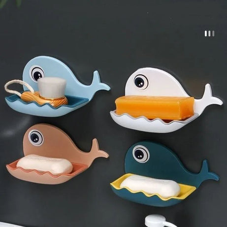 Fish Shape Soap Box Bathroom Drain Soap Holder Rack Self-Adhesive Wall Mounted Soap Tray Plate Bathroom Supplies