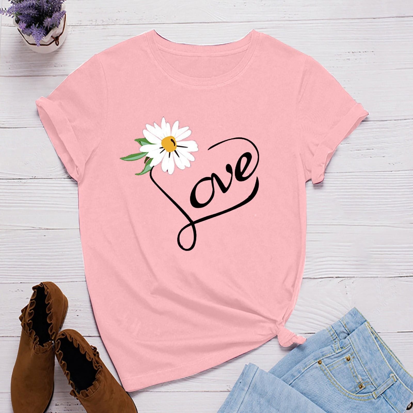 Floral Letter Print Top T-shirts for Women's - Oshi.pk - Buy & Sell Online