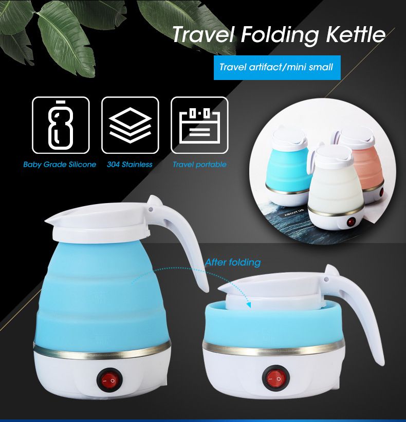 Foldable And Portable Teapot Water Heater 0.6L 600W 220V Electric Kettle For Travel And Home Tea Pot Water Kettle Silica Gel Fast Water Boiling 600 ml - Oshi.pk - Buy & Sell Online