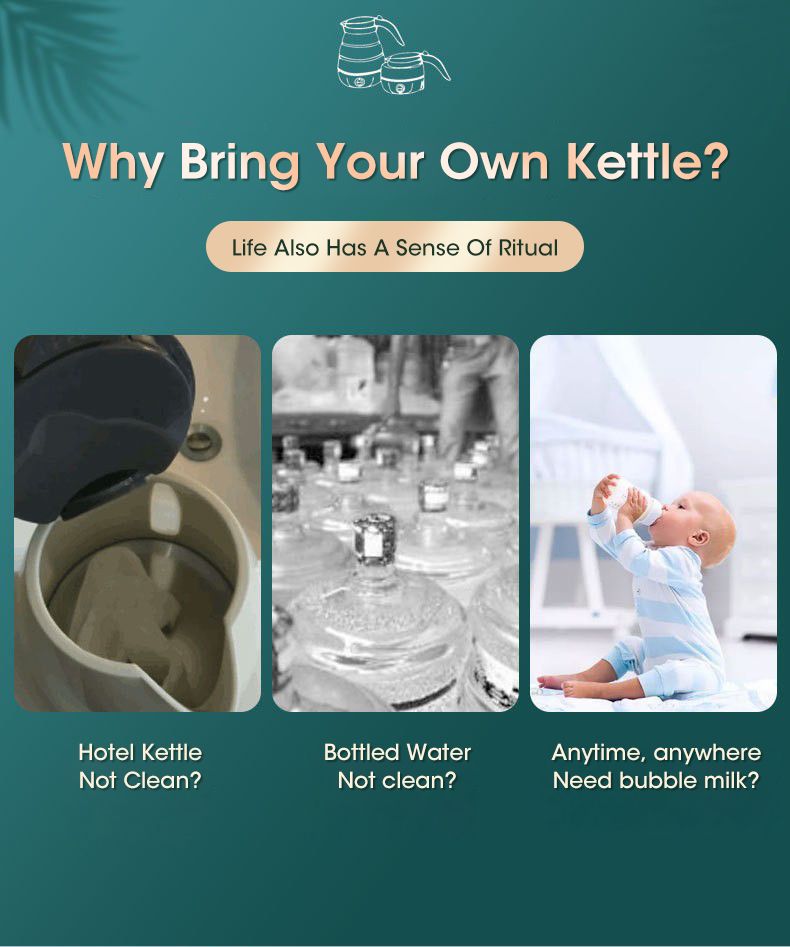 Foldable And Portable Teapot Water Heater 0.6L 600W 220V Electric Kettle For Travel And Home Tea Pot Water Kettle Silica Gel Fast Water Boiling 600 ml - Oshi.pk - Buy & Sell Online