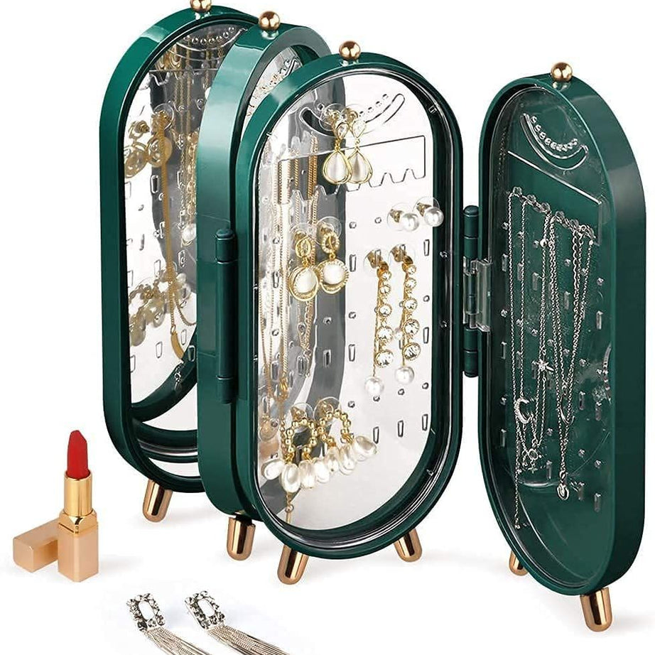 Foldable Jewellery Box Organizers With Mirror | Ear Ring Hanging Holder | Earringgs Hanger Stand Low Price | New Gift For Girls - Oshi.pk - Buy & Sell Online