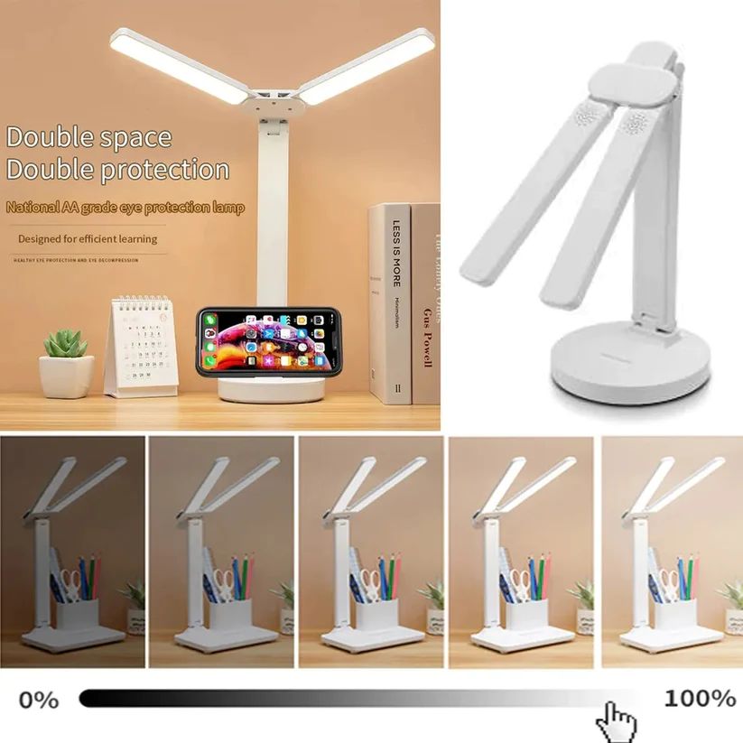 Foldable LED Desk Lamp with Clock, Calendar, and Pen Holder - Multifunction Table Lamp for Bedroom and Home Office - Oshi.pk - Buy & Sell Online
