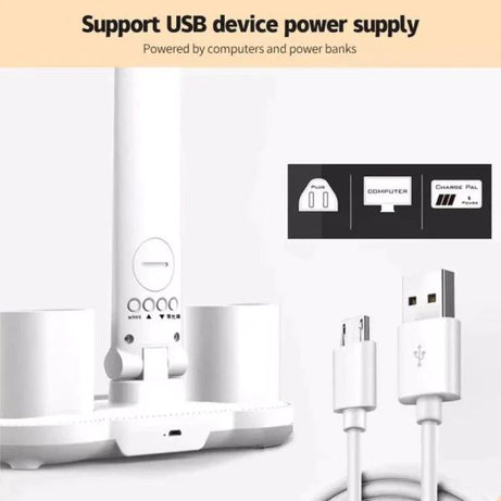 Foldable LED Desk Lamp with Clock, Calendar, and Pen Holder - Multifunction Table Lamp for Bedroom and Home Office - Oshi.pk - Buy & Sell Online