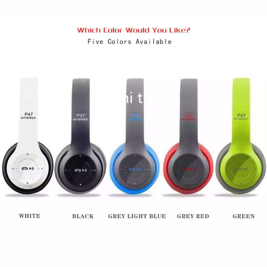 Foldable P47 Wireless Headphones with Mic for Gaming (Random Color) - Oshi.pk - Buy & Sell Online