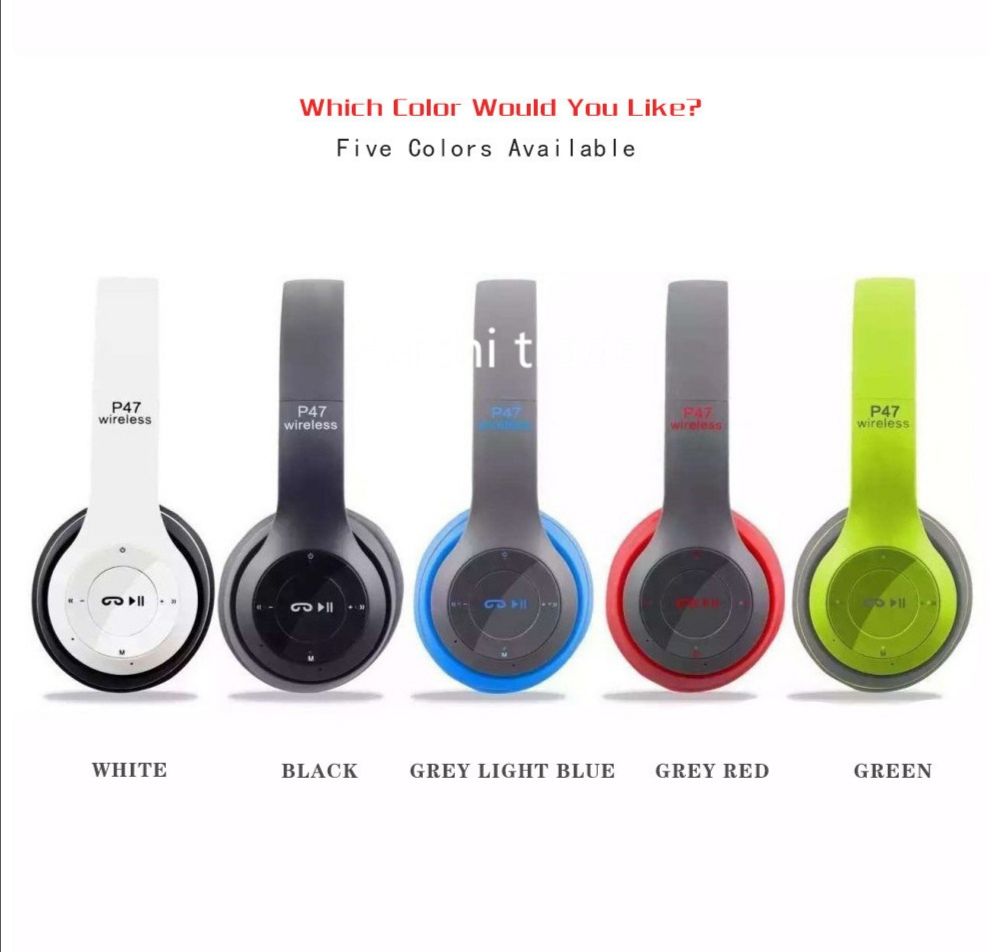 Foldable P47 Wireless Headphones with Mic for Gaming (Random Color) - Oshi.pk - Buy & Sell Online