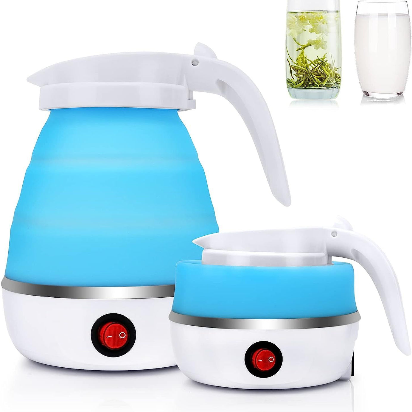 Foldable Silicone Kettle with Stainless Steel Bottom Travel Kettle Mini Portable Kettle 600W 600ml for Outdoor Hiking Survival Holiday - Oshi.pk - Buy & Sell Online