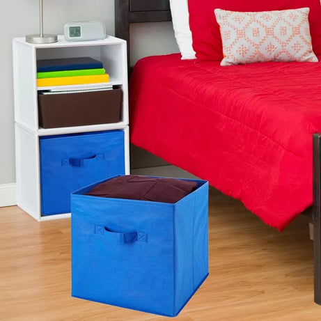 Foldable Storage Cubes Organizer Basket Bin Storage Boxes Storage Container with Handles for Travel Moving Toy Storage Box-Blue - Oshi.pk - Buy & Sell Online