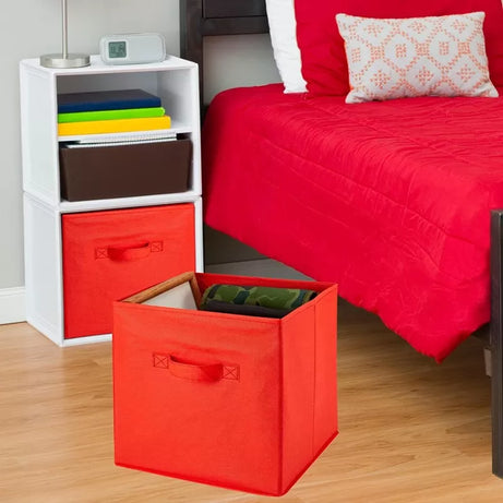 Foldable Storage Cubes Organizer Basket Bin Storage Boxes Storage Container with Handles for Travel Moving Toy Storage Box-Red - Oshi.pk - Buy & Sell Online