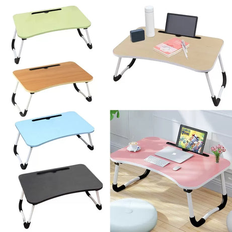Folding Laptop Table with Tablet and Phone Slot Portable Lap Desk - Oshi.pk - Buy & Sell Online