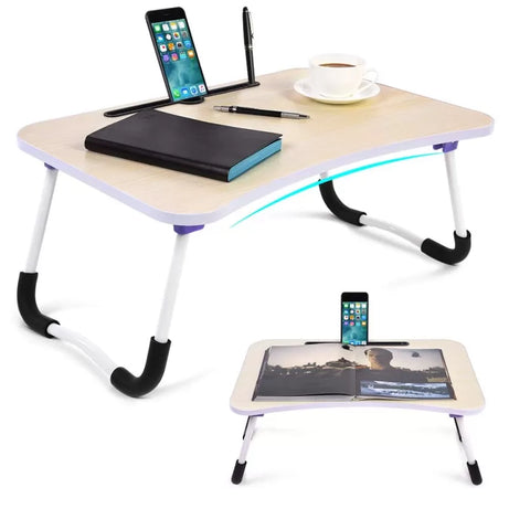 Folding Laptop Table with Tablet and Phone Slot Portable Lap Desk - Oshi.pk - Buy & Sell Online