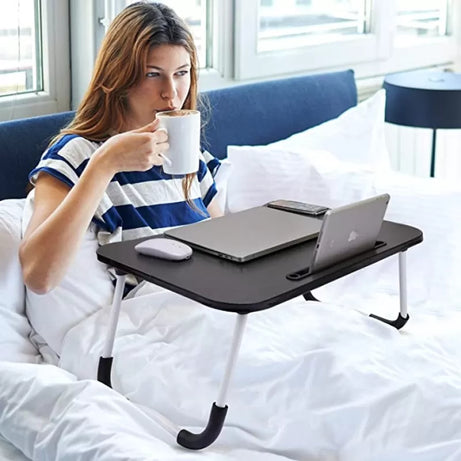Folding Laptop Table with Tablet and Phone Slot Portable Lap Desk - Oshi.pk - Buy & Sell Online