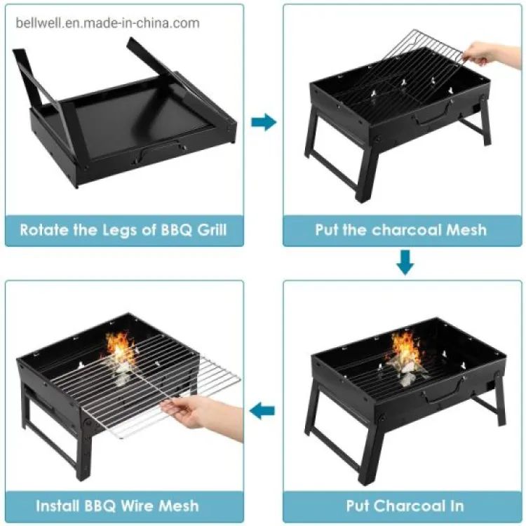 Folding Portable Outdoor Barbeque Charcoal Bbq Grill Oven Black Carbon Steel - Oshi.pk - Buy & Sell Online