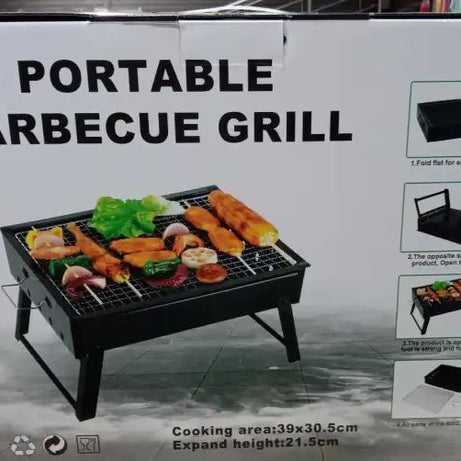 Folding Portable Outdoor Barbeque Charcoal Bbq Grill Oven Black Carbon Steel - Oshi.pk - Buy & Sell Online