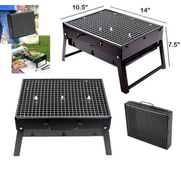 Folding Portable Outdoor Barbeque Charcoal Bbq Grill Oven Black Carbon Stee - Oshi.pk - Buy & Sell Online