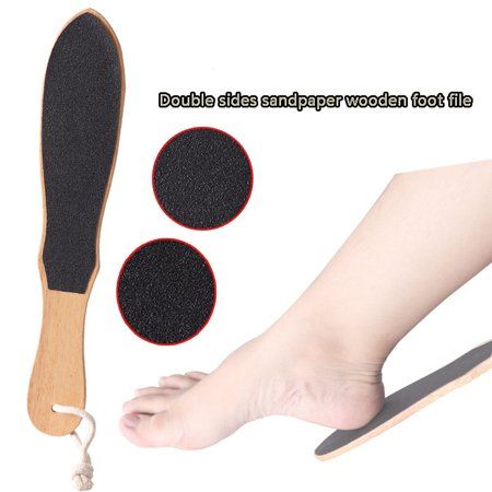 Foot Filer Wood Handle Dual Sided Coarse Wooden Foot Scraper Hard & Dead Skin Callus Remover, Pedicure Foot Scrubber