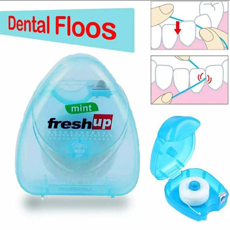 Fresh Up Essential Waxed Mint Dental Floss 50M of Oral Care Clean Teeth Wire - Oshi.pk - Buy & Sell Online
