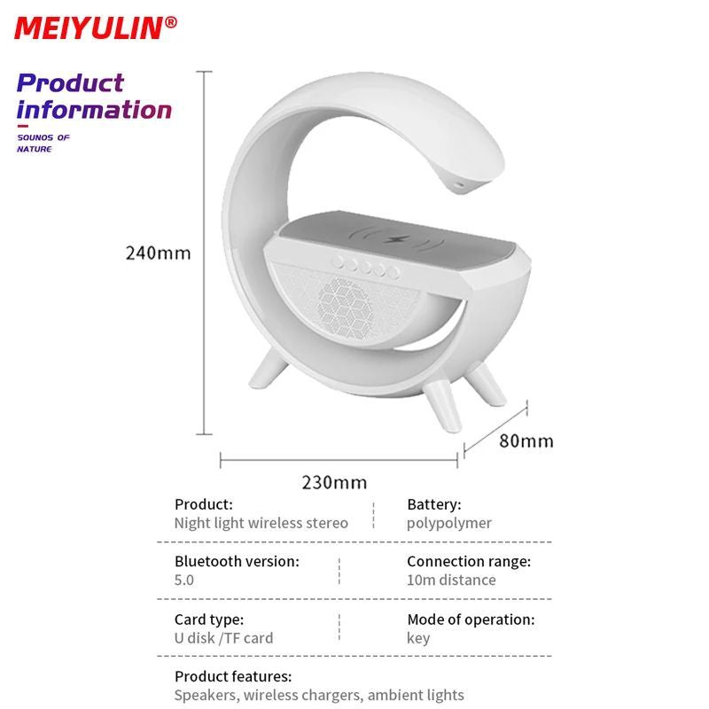 G Lamp Smart Bluetooth Speaker Wireless Fast Charger Station LED RGB Desk Light Support TF Card AUX For IPhone 14/13 Samsung Powerbank - Oshi.pk - Buy & Sell Online