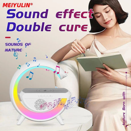 G Lamp Smart Bluetooth Speaker Wireless Fast Charger Station LED RGB Desk Light Support TF Card AUX For IPhone 14/13 Samsung Powerbank - Oshi.pk - Buy & Sell Online