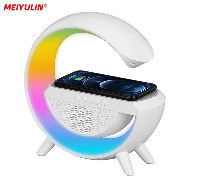 G Lamp Smart Bluetooth Speaker Wireless Fast Charger Station LED RGB Desk Light Support TF Card AUX For IPhone 14/13 Samsung Powerbank - Oshi.pk - Buy & Sell Online