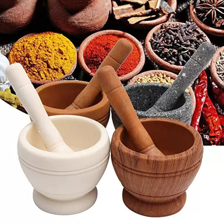 GARLIC HERB SPICE MIXING CRUSHER BOWL RESIN MORTAR PESTLE SET