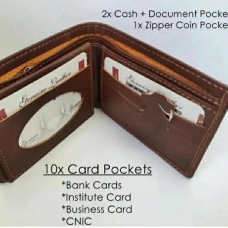 Genuine Cow Leather Men's Purse Wallet For Men BiFold Compact Size Wallet Clasp - Oshi.pk - Buy & Sell Online