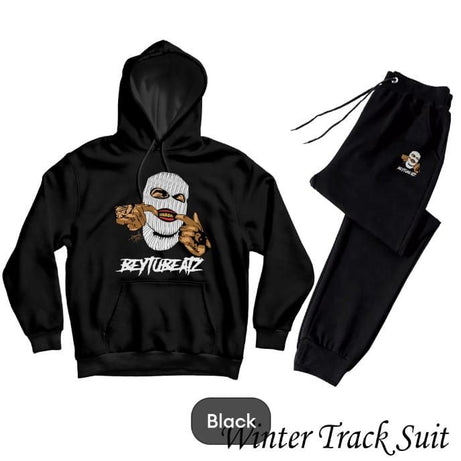 Ghanster Printed Tracksuit Black Huddie & Black Trouser Trendy And Amazing Fleece Pocket Drawstring Winter Wear Smart Fit Hoody