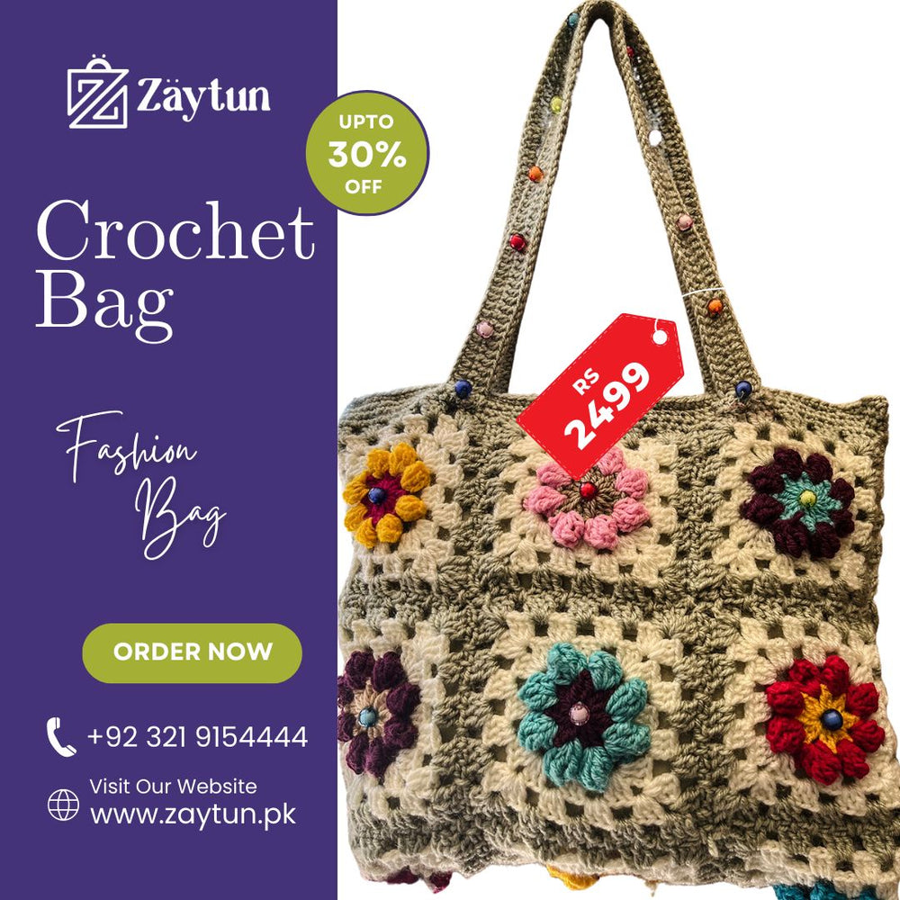 Granny Square Flower Crochet Handmade Bag : Fashionable and Stylish Crochet Bags for Women - Oshi.pk - Buy & Sell Online