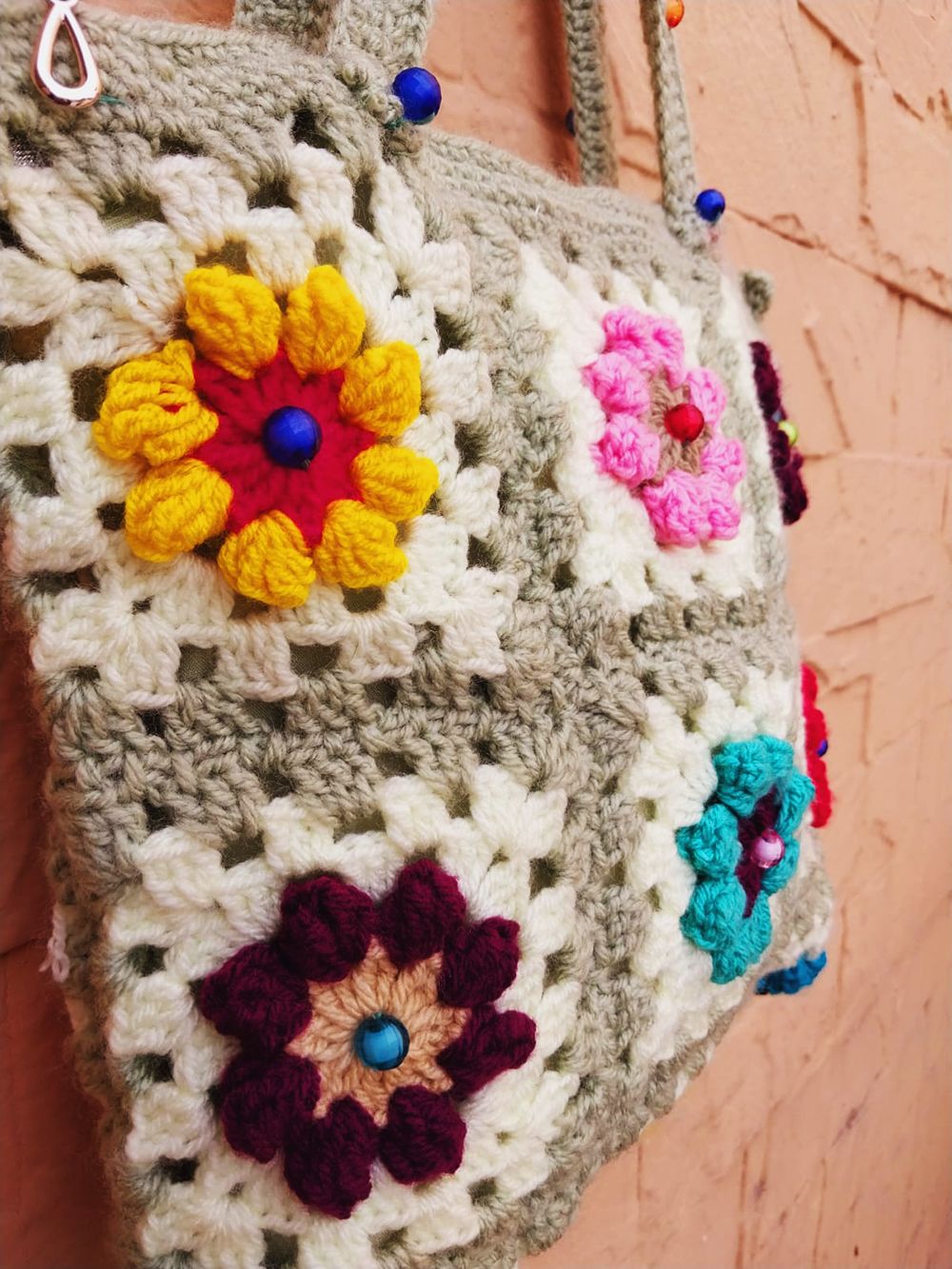 Granny Square Flower Crochet Handmade Bag : Fashionable and Stylish Crochet Bags for Women - Oshi.pk - Buy & Sell Online