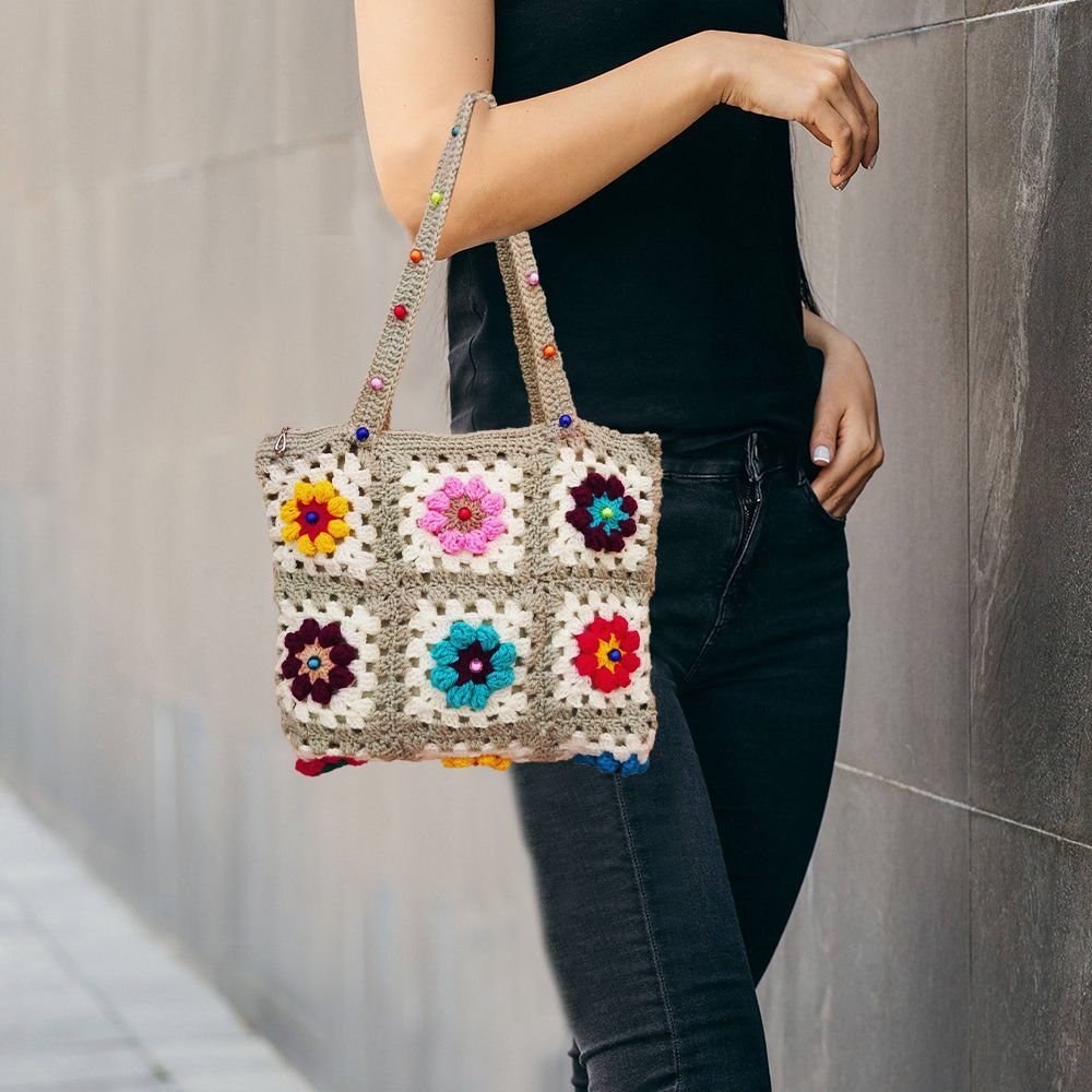 Granny Square Flower Crochet Handmade Bag : Fashionable and Stylish Crochet Bags for Women - Oshi.pk - Buy & Sell Online