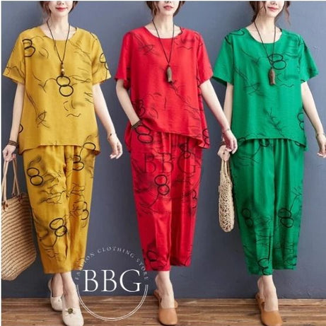 Yellow Black Circle Printed Capri - Oshi.pk - Buy & Sell Online