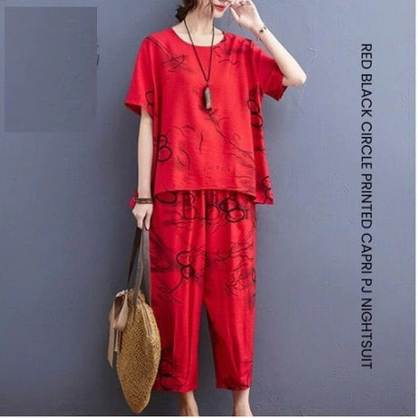 Red Black Circle Printed Capri - Oshi.pk - Buy & Sell Online