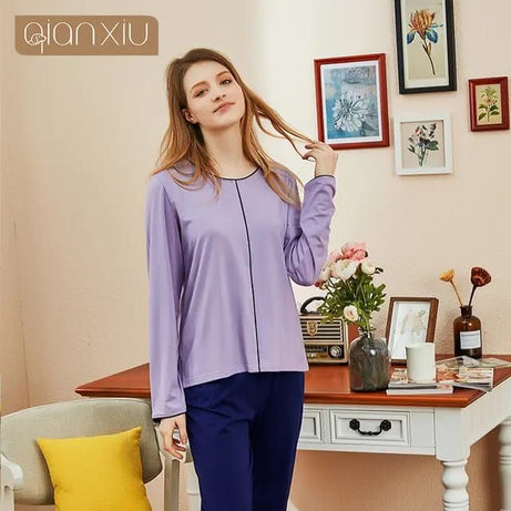 Purple Plain Full Sleeves Tshirt and Pajama Home Wear - Oshi.pk - Buy & Sell Online