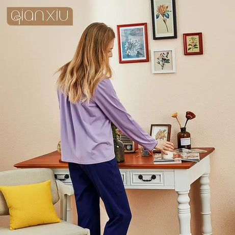 Purple Plain Full Sleeves Tshirt and Pajama Home Wear - Oshi.pk - Buy & Sell Online