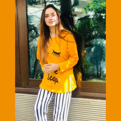 Yellow Let me Sleep print Full Sleeves Night Suit for her - Oshi.pk - Buy & Sell Online