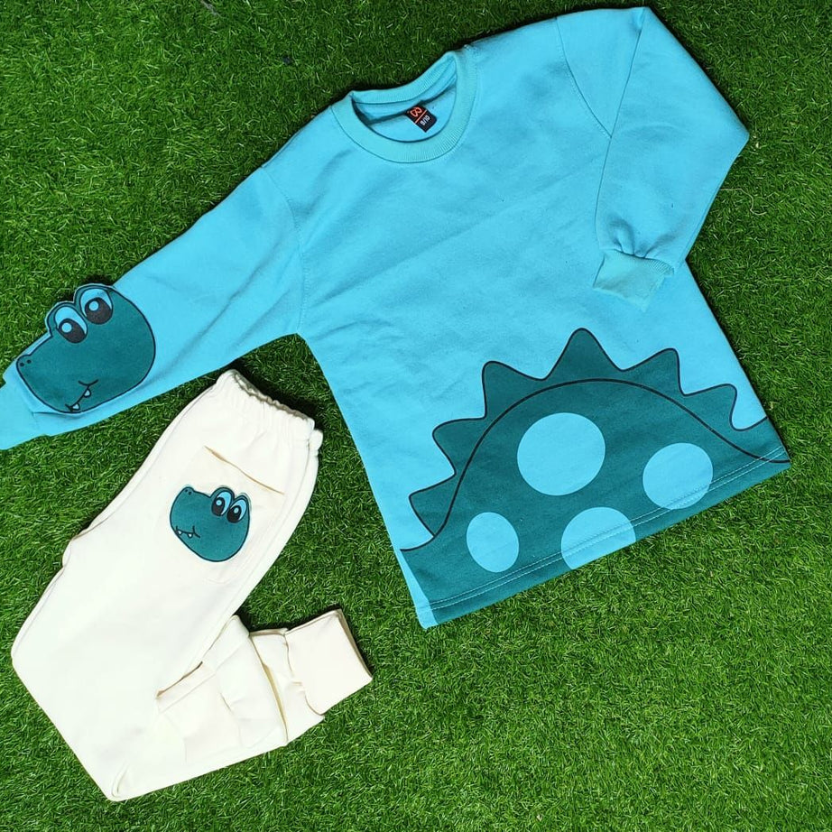 Green Crocodile Print Winter Sweatshirt With Trouser For Kids - Oshi.pk - Buy & Sell Online