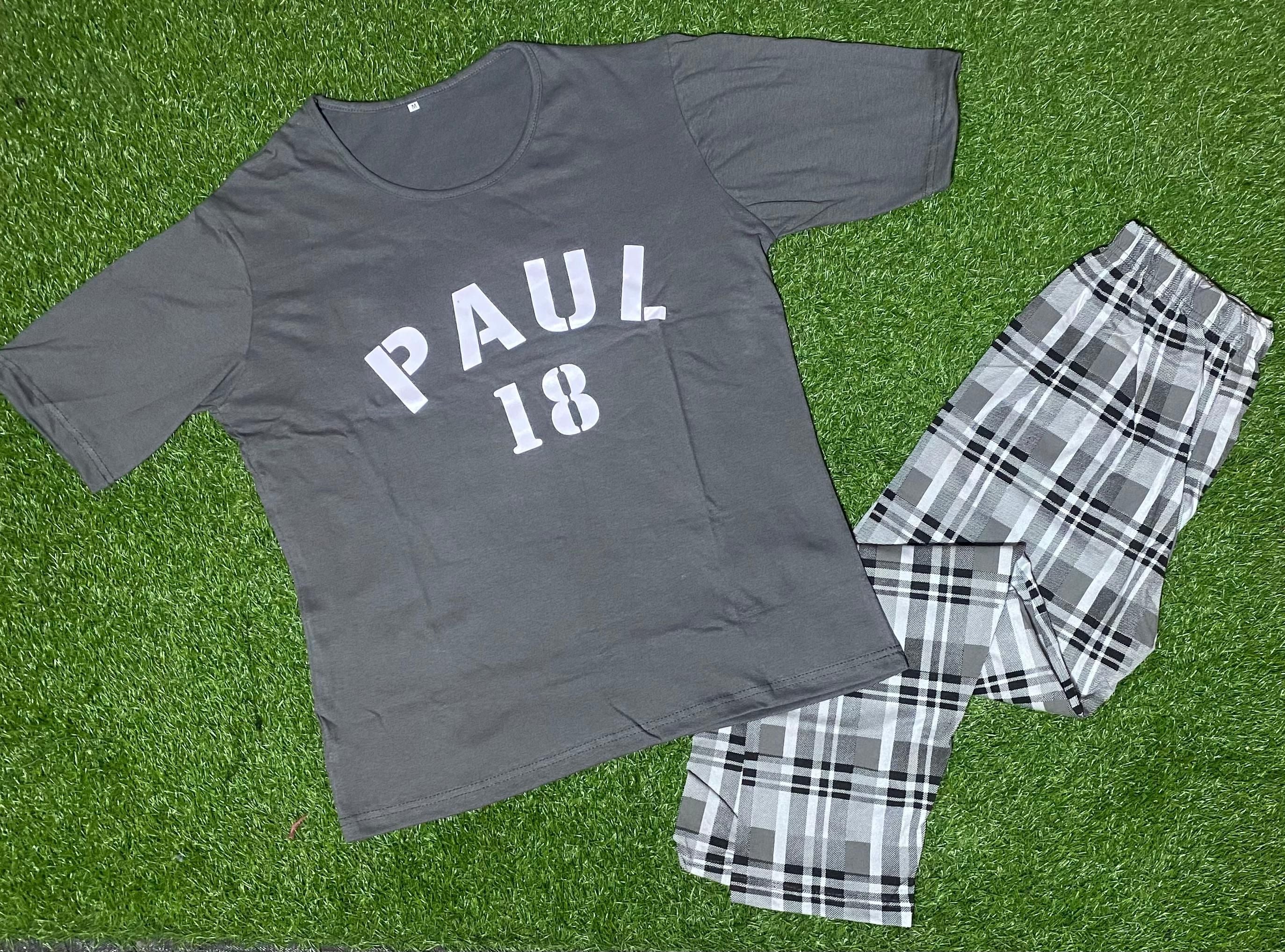Grey Paul Printed Half Sleeves Tshirt and Pajama Home Wear - Oshi.pk - Buy & Sell Online